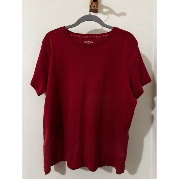 St. John’s Bay Red Short Sleeve Cotton T-Shirt Women’s XL Basic Essential Top - Picture 6 of 6